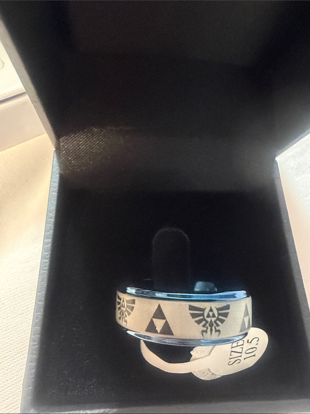 Triforce & Hylian Crest Stainless Steel Ring - Black and Silver